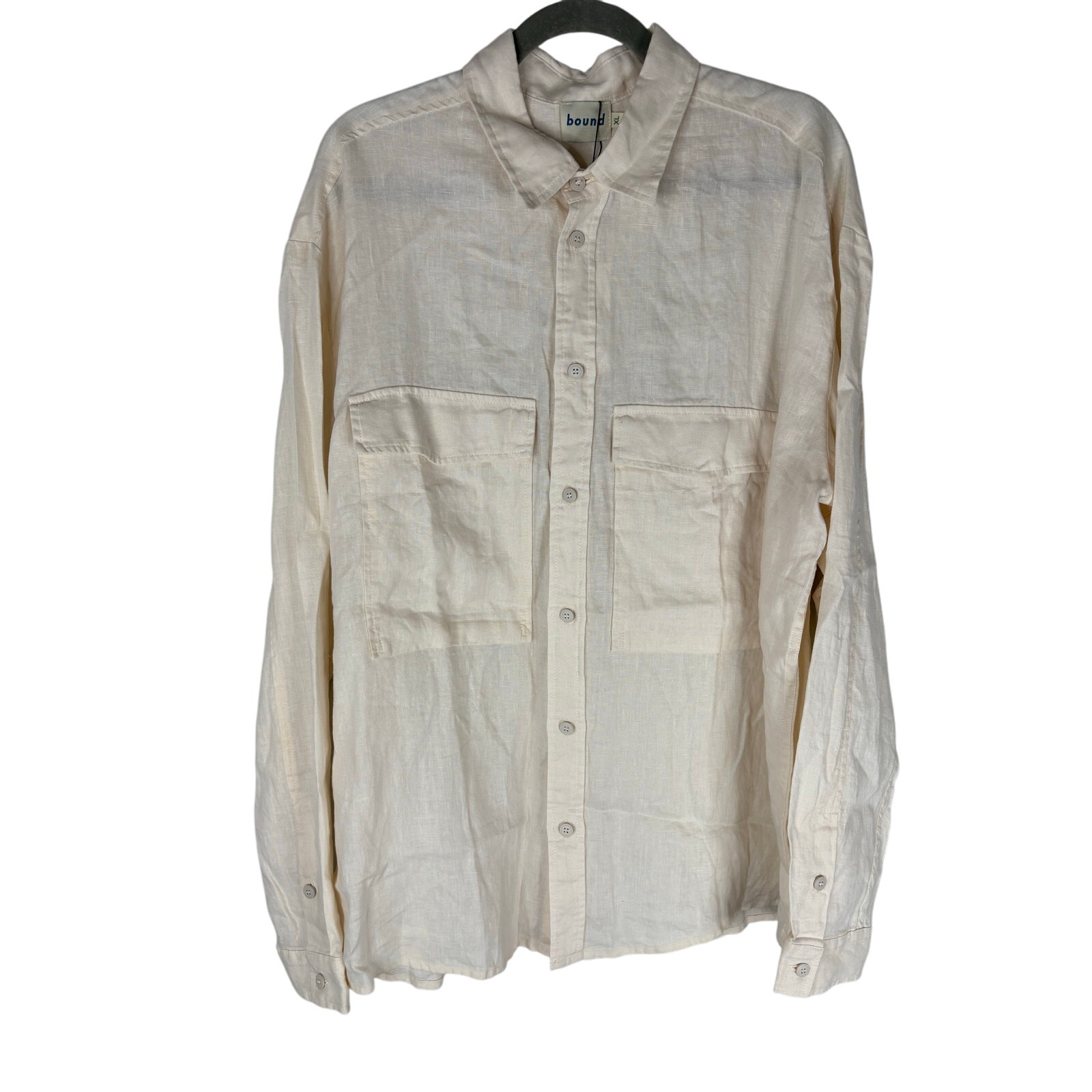 Bound Linen Shirt Button Down Minimalist Utility Casual Preppy Office Xl — image 2 of 8
